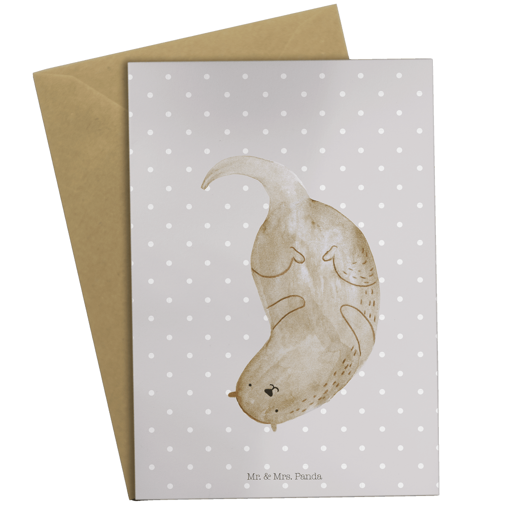 Grußkarte Otter kopfüber Klappkarte, Einladungskarte, Glückwunschkarte, Hochzeitskarte, Geburtstagskarte, Karte, Otter, Fischotter, Seeotter, Otter Seeotter See Otter