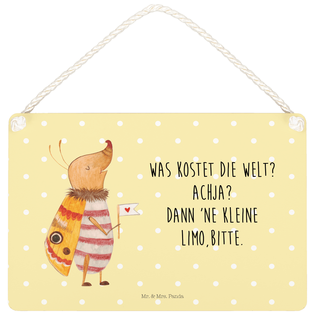 Deko Schild Nachtfalter mit Fähnchen Dekoschild, Deko Schild, Schild, Tür Schild, Türschild, Holzschild, Wandschild, Wanddeko, Tiermotive, Gute Laune, lustige Sprüche, Tiere, Nachtfalter, Käfer, Spruch lustig, Spruch witzig, süß, niedlich, Küche Deko, Was kostet die Welt