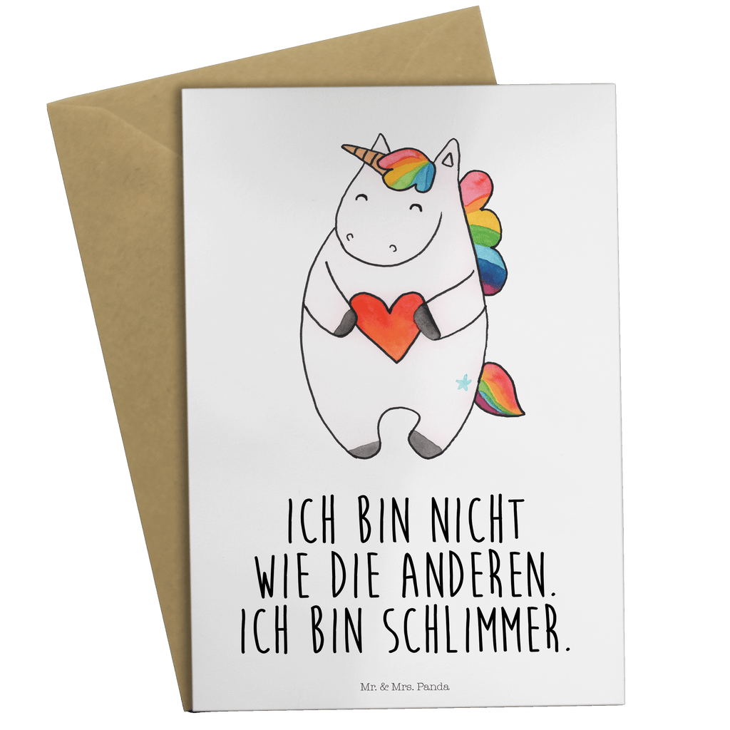 Grußkarte Einhorn Herz Klappkarte, Einladungskarte, Glückwunschkarte, Hochzeitskarte, Geburtstagskarte, Karte, Einhorn, Einhörner, Einhorn Deko, Pegasus, Unicorn, Herz, schlimm, böse, witzig, lustig, Freundin, anders, bunt