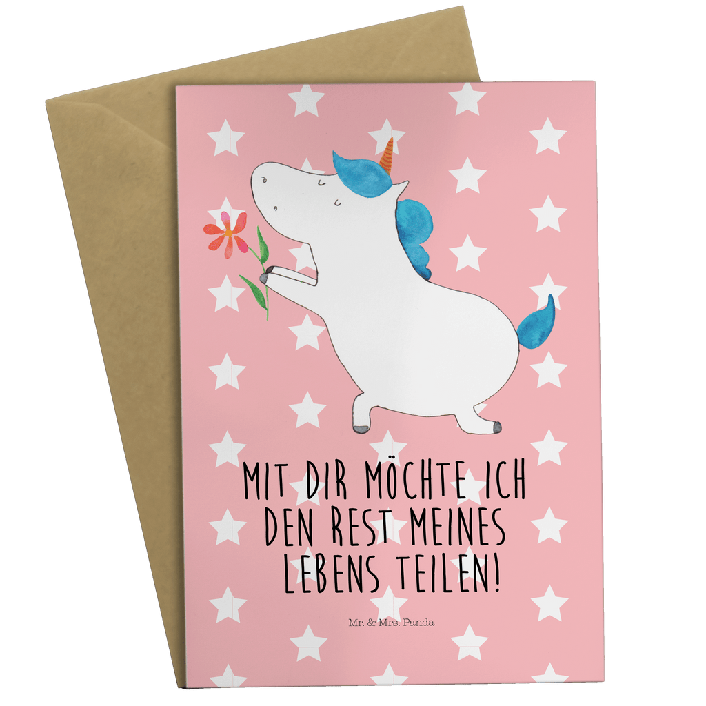Grußkarte Einhorn Blume Klappkarte, Einladungskarte, Glückwunschkarte, Hochzeitskarte, Geburtstagskarte, Karte, Einhorn, Einhörner, Einhorn Deko, Pegasus, Unicorn, Liebe, Liebesbeweis, Antrag, Heiratsantrag, Verlobung, Ehepaar, Pärchen, Partner, Freund, Freundin, Ehe, heiraten