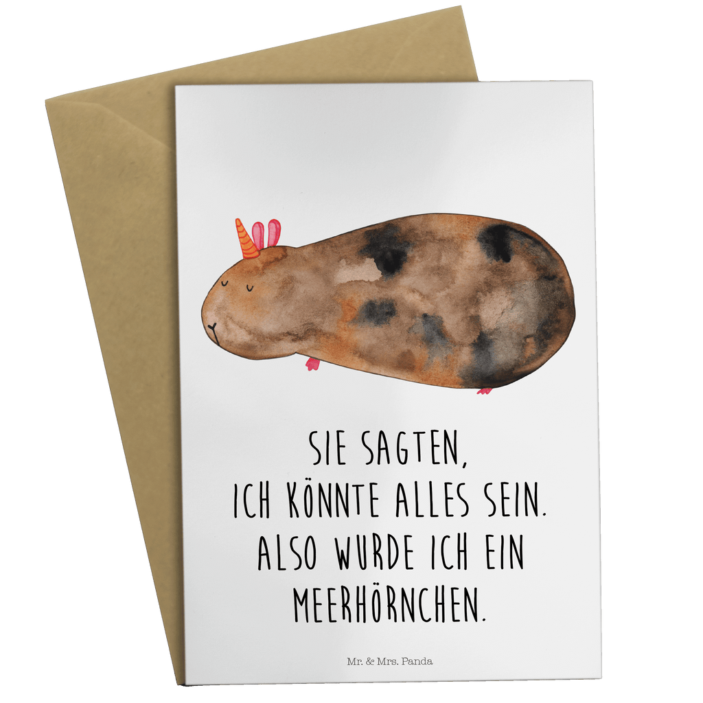 Grußkarte Meerhörnchen Klappkarte, Einladungskarte, Glückwunschkarte, Hochzeitskarte, Geburtstagskarte, Karte, Einhorn, Einhörner, Einhorn Deko, Pegasus, Unicorn, Meerhörnchen, Meericorn, Meerschwein, Meerschweinchen