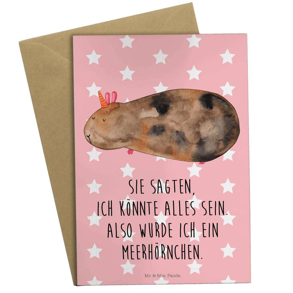 Grußkarte Meerhörnchen Klappkarte, Einladungskarte, Glückwunschkarte, Hochzeitskarte, Geburtstagskarte, Karte, Einhorn, Einhörner, Einhorn Deko, Pegasus, Unicorn, Meerhörnchen, Meericorn, Meerschwein, Meerschweinchen