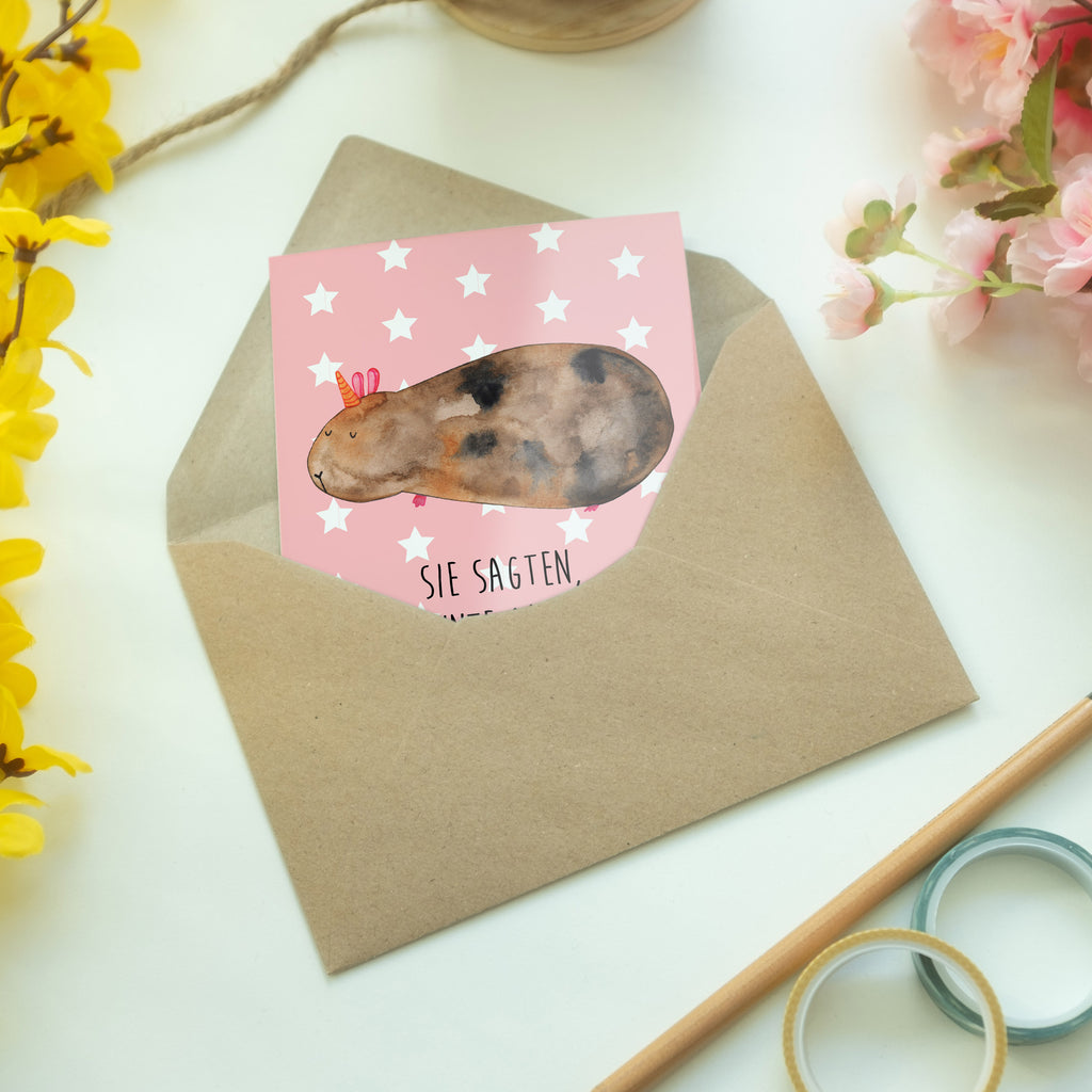 Grußkarte Meerhörnchen Klappkarte, Einladungskarte, Glückwunschkarte, Hochzeitskarte, Geburtstagskarte, Karte, Einhorn, Einhörner, Einhorn Deko, Pegasus, Unicorn, Meerhörnchen, Meericorn, Meerschwein, Meerschweinchen