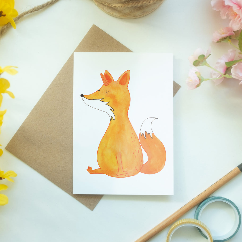 Grußkarte Fuchshörnchen Wunsch Klappkarte, Einladungskarte, Glückwunschkarte, Hochzeitskarte, Geburtstagskarte, Karte, Einhorn, Einhörner, Einhorn Deko, Pegasus, Unicorn, Fuchs, Unicorns, Fuchshörnchen, Fuchshorn, Foxycorn, Füchse