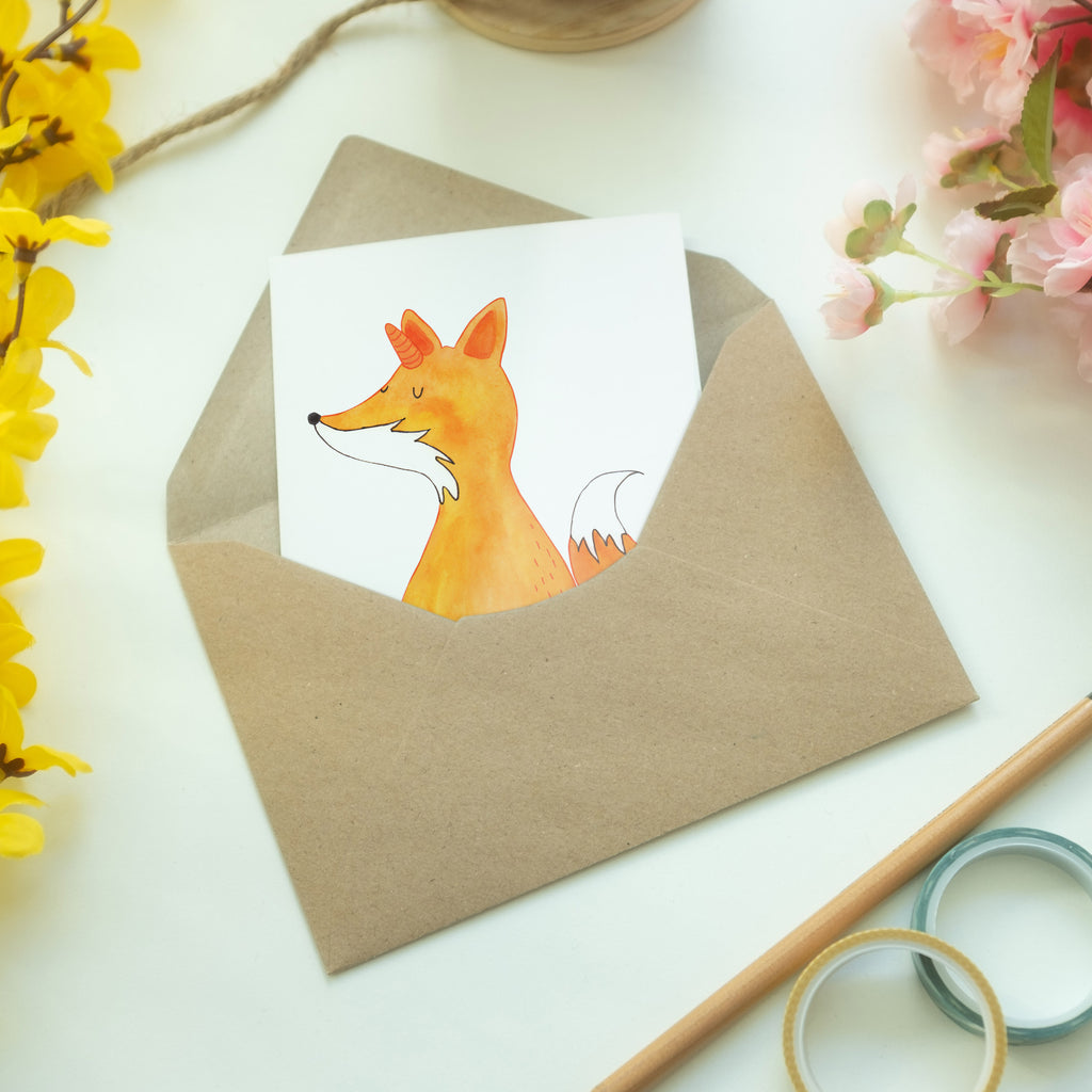 Grußkarte Fuchshörnchen Wunsch Klappkarte, Einladungskarte, Glückwunschkarte, Hochzeitskarte, Geburtstagskarte, Karte, Einhorn, Einhörner, Einhorn Deko, Pegasus, Unicorn, Fuchs, Unicorns, Fuchshörnchen, Fuchshorn, Foxycorn, Füchse