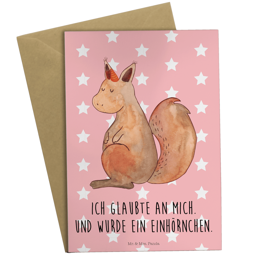 Grußkarte Einhörnchen Glaube Klappkarte, Einladungskarte, Glückwunschkarte, Hochzeitskarte, Geburtstagskarte, Karte, Einhorn, Einhörner, Einhorn Deko, Pegasus, Unicorn, Einhörnchen, Eichhörnchen, Eichhorn