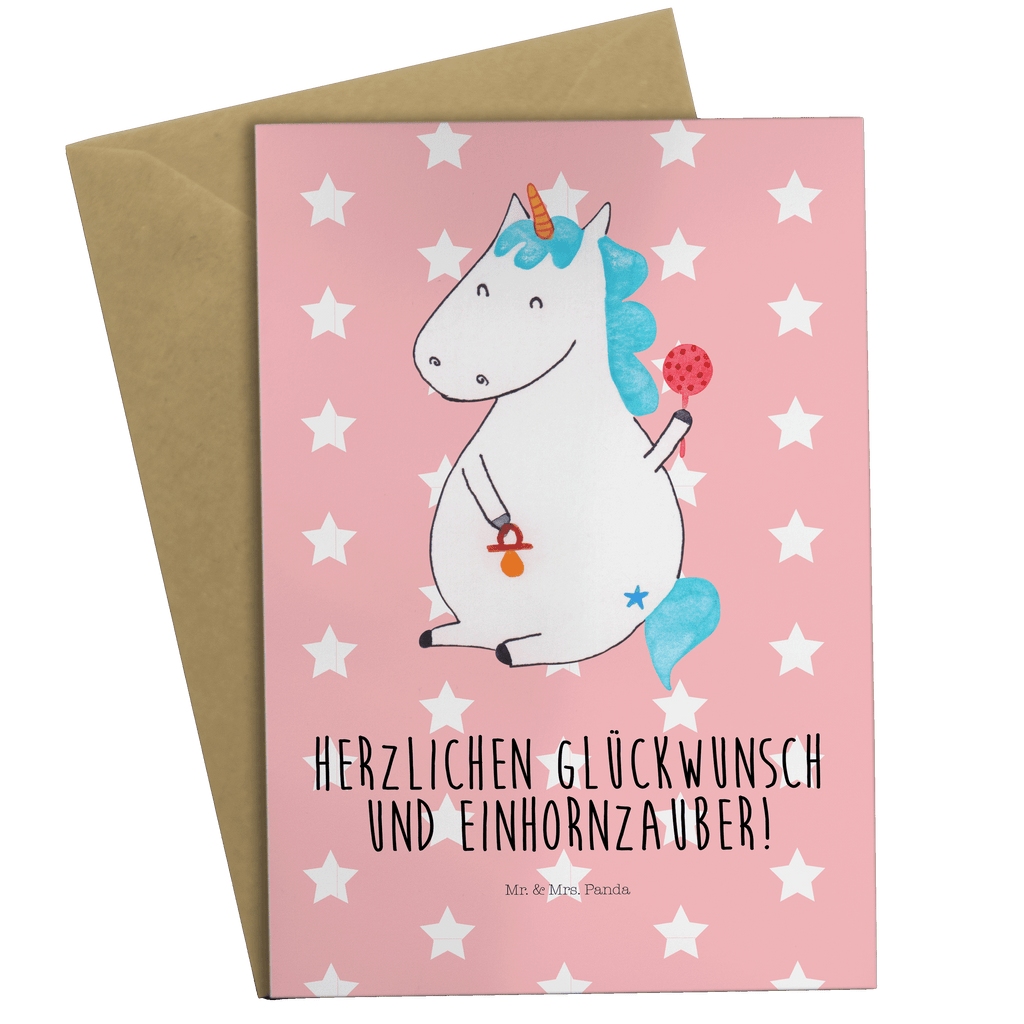 Grußkarte Einhorn Baby Klappkarte, Einladungskarte, Glückwunschkarte, Hochzeitskarte, Geburtstagskarte, Karte, Einhorn, Einhörner, Einhorn Deko, Pegasus, Unicorn, Mutter, Geburt, Geburtstag, erstes Kind, Baby, Babyglück, Nachwuchs, Eltern, Party, Kind, Schnuller