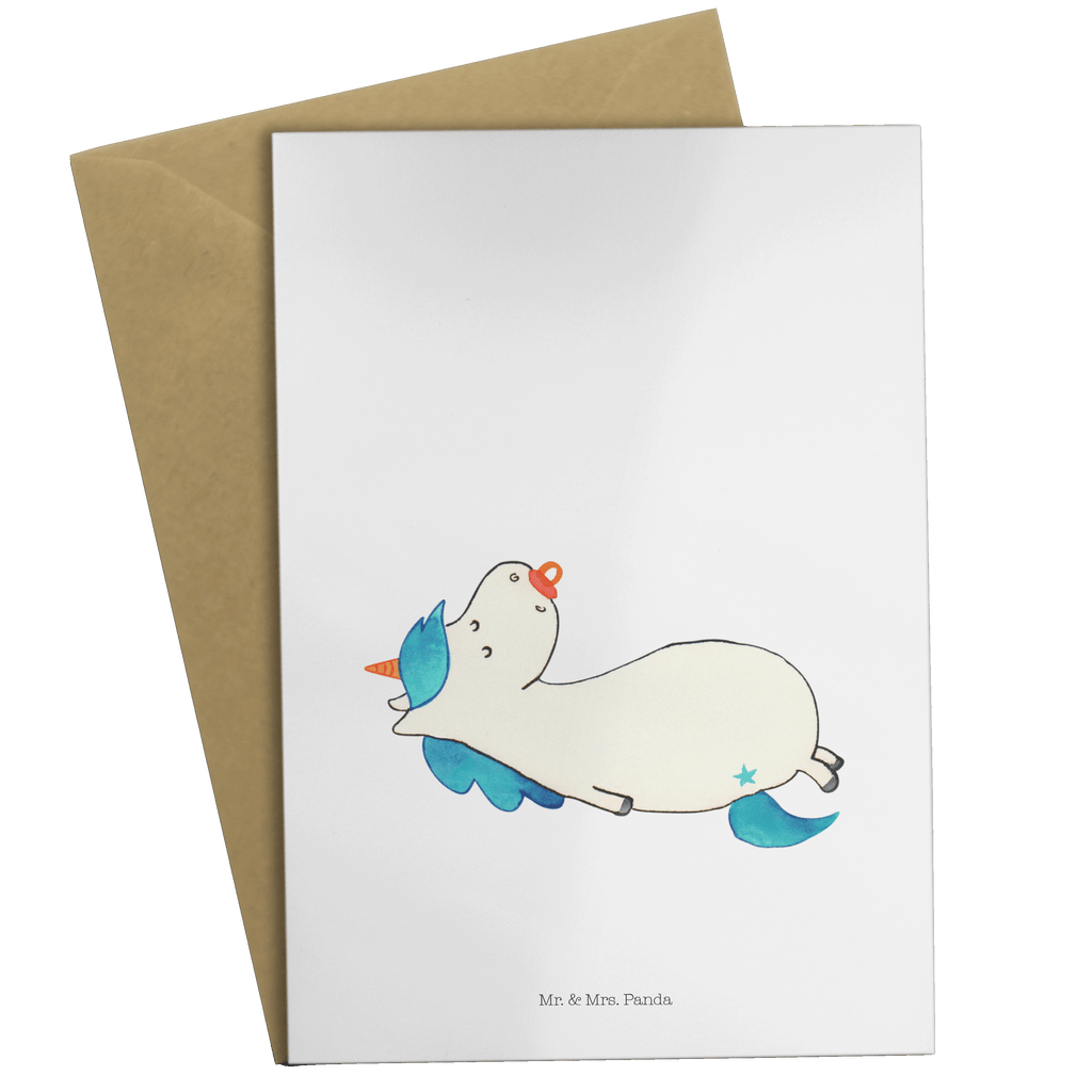 Grußkarte Einhorn Schnullie Klappkarte, Einladungskarte, Glückwunschkarte, Hochzeitskarte, Geburtstagskarte, Karte, Einhorn, Einhörner, Einhorn Deko, Pegasus, Unicorn, Baby, Kleinkind, Geburt, Geburtstag, Säugling, Schnuller, Geschenk Geburt, Mutter, Mama