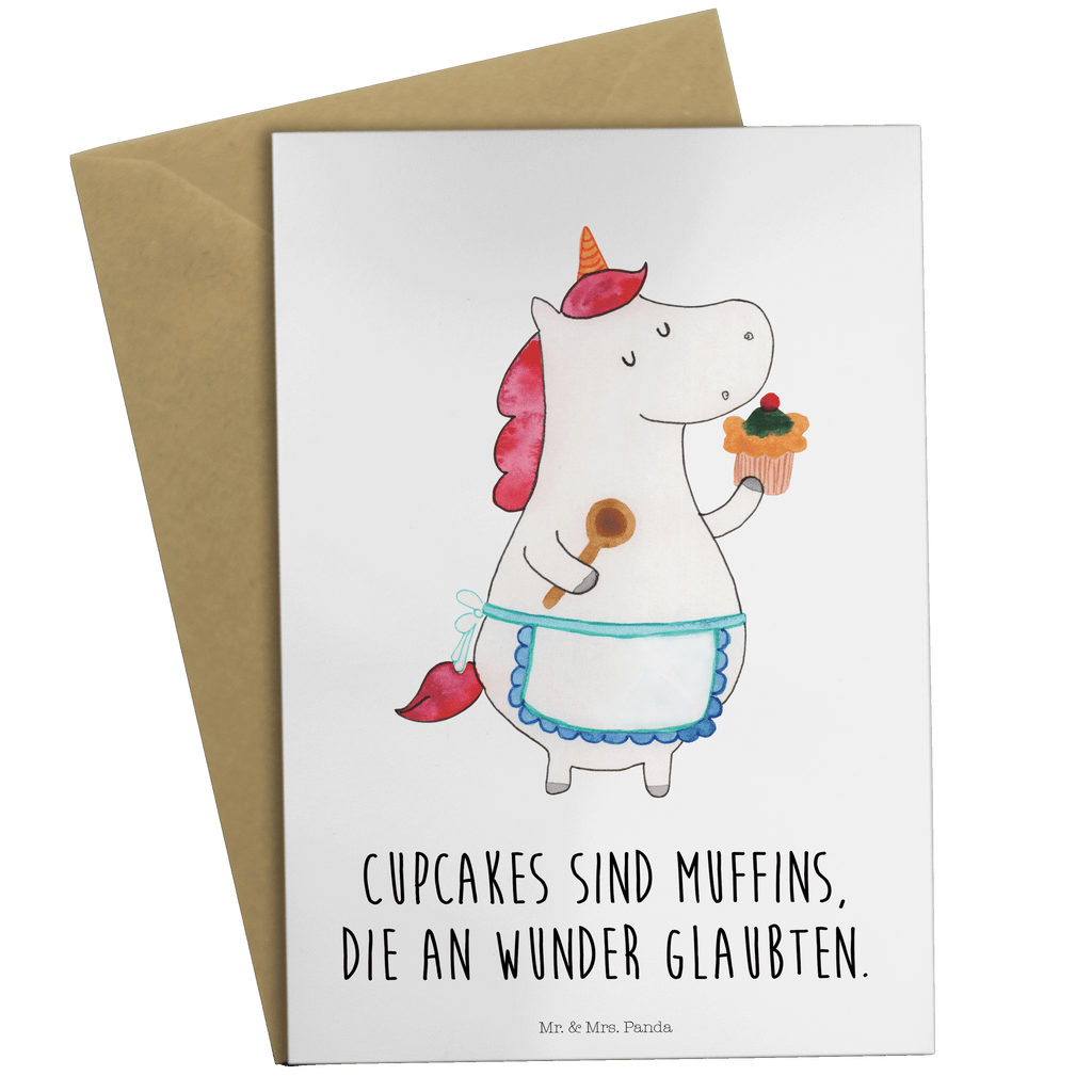 Grußkarte Einhorn Küchenfee Klappkarte, Einladungskarte, Glückwunschkarte, Hochzeitskarte, Geburtstagskarte, Karte, Einhorn, Einhörner, Einhorn Deko, Pegasus, Unicorn, backen, Muffin, Motivation, Träumer, träumen, Bäckerin, Hobbykoch, Koch, Torte, Kuchen