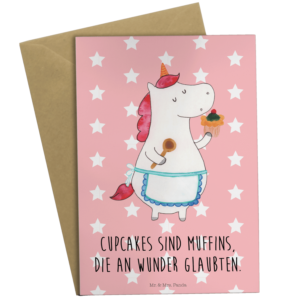 Grußkarte Einhorn Küchenfee Klappkarte, Einladungskarte, Glückwunschkarte, Hochzeitskarte, Geburtstagskarte, Karte, Einhorn, Einhörner, Einhorn Deko, Pegasus, Unicorn, backen, Muffin, Motivation, Träumer, träumen, Bäckerin, Hobbykoch, Koch, Torte, Kuchen