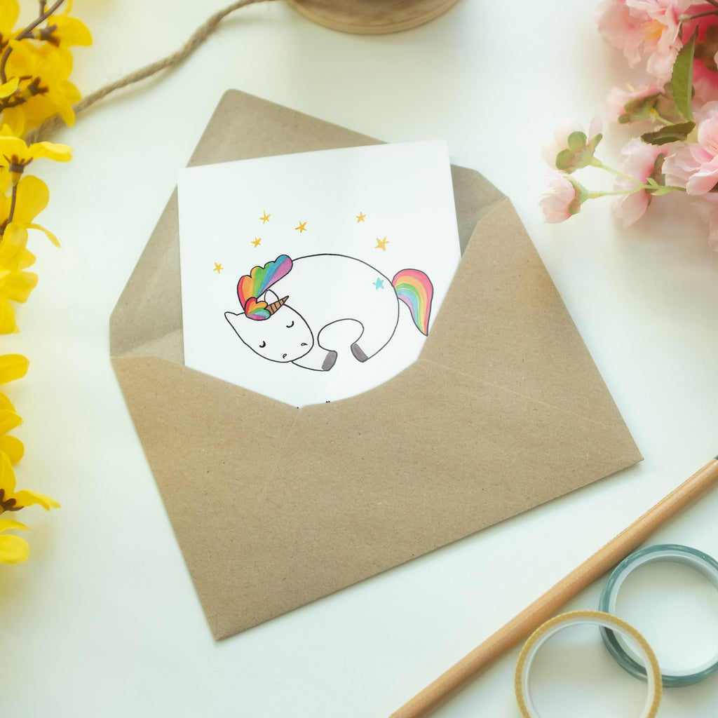 Grußkarte Einhorn Nacht Klappkarte, Einladungskarte, Glückwunschkarte, Hochzeitskarte, Geburtstagskarte, Karte, Einhorn, Einhörner, Einhorn Deko, Pegasus, Unicorn, Träume, Traum, unicorn, Realität, Menschen, Geschenk, Ruhe, Freundin