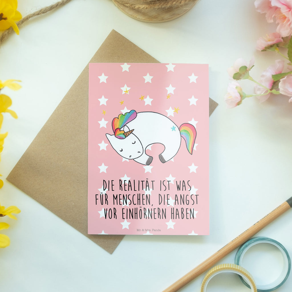 Grußkarte Einhorn Nacht Klappkarte, Einladungskarte, Glückwunschkarte, Hochzeitskarte, Geburtstagskarte, Karte, Einhorn, Einhörner, Einhorn Deko, Pegasus, Unicorn, Träume, Traum, unicorn, Realität, Menschen, Geschenk, Ruhe, Freundin