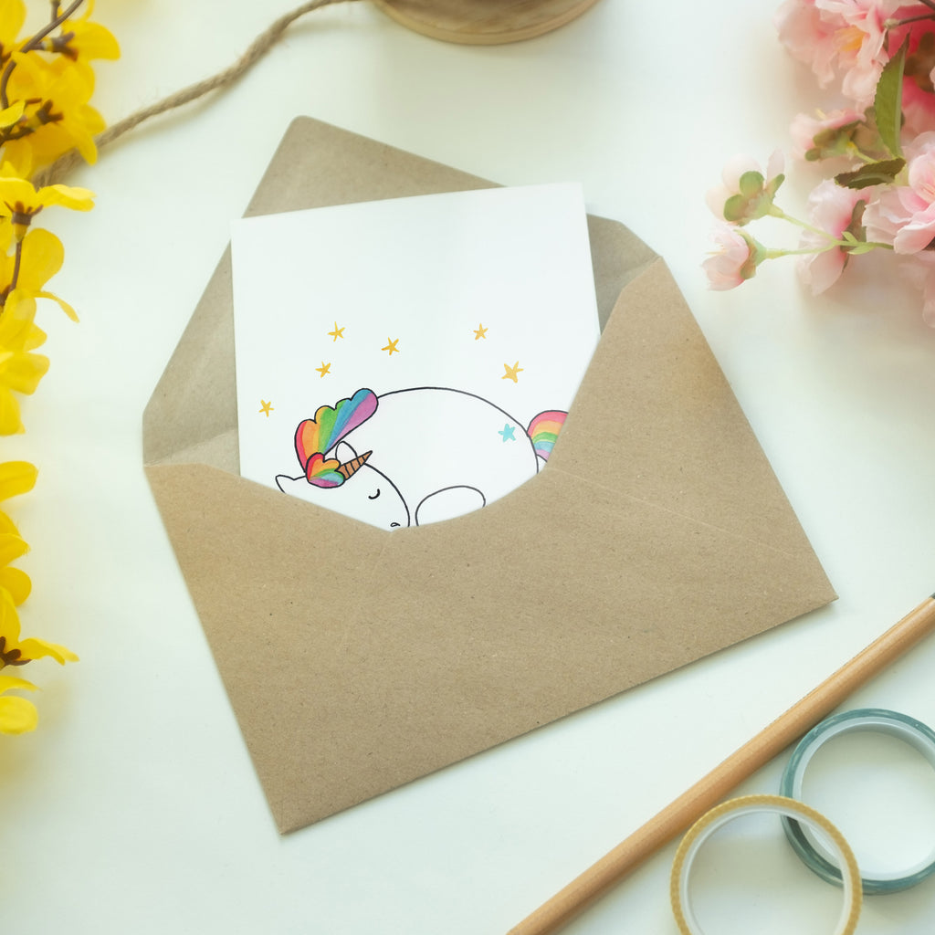 Grußkarte Einhorn Nacht Klappkarte, Einladungskarte, Glückwunschkarte, Hochzeitskarte, Geburtstagskarte, Karte, Einhorn, Einhörner, Einhorn Deko, Pegasus, Unicorn, Träume, Traum, unicorn, Realität, Menschen, Geschenk, Ruhe, Freundin
