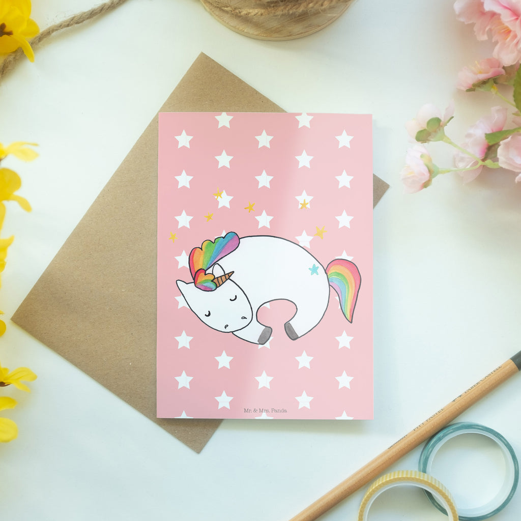 Grußkarte Einhorn Nacht Klappkarte, Einladungskarte, Glückwunschkarte, Hochzeitskarte, Geburtstagskarte, Karte, Einhorn, Einhörner, Einhorn Deko, Pegasus, Unicorn, Träume, Traum, unicorn, Realität, Menschen, Geschenk, Ruhe, Freundin