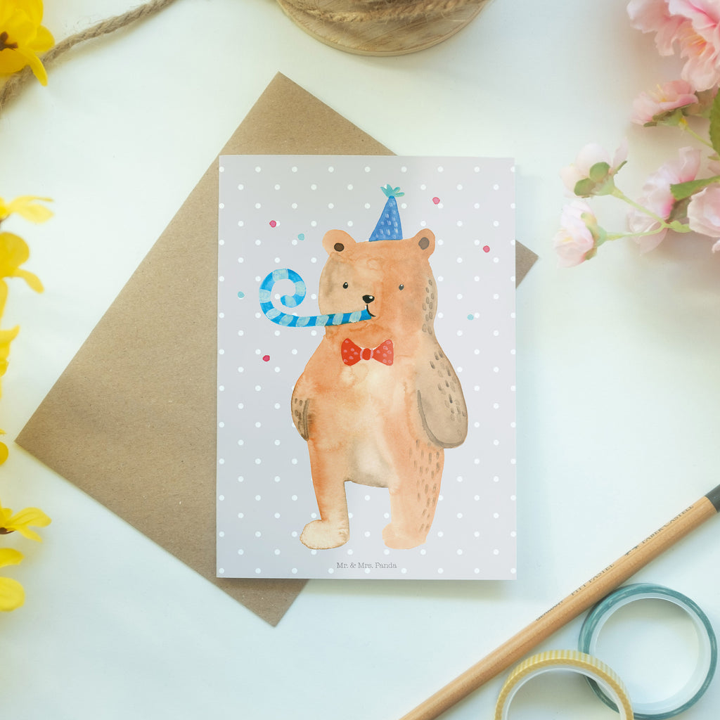 Grußkarte Birthday Bär Klappkarte, Einladungskarte, Glückwunschkarte, Hochzeitskarte, Geburtstagskarte, Karte, Bär, Teddy, Teddybär, Happy Birthday, Alles Gute, Glückwunsch, Geburtstag