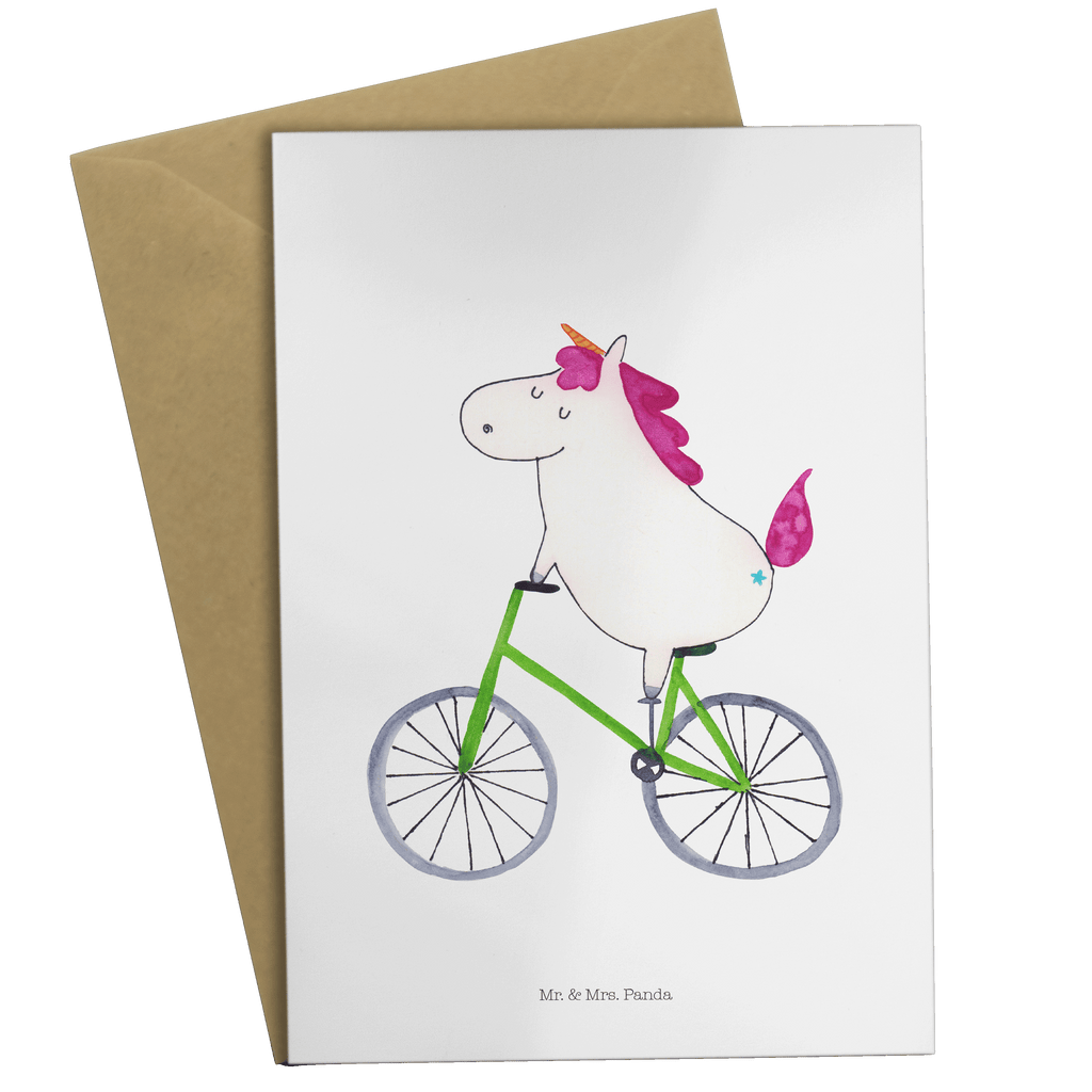 Grußkarte Einhorn Radfahrer Klappkarte, Einladungskarte, Glückwunschkarte, Hochzeitskarte, Geburtstagskarte, Karte, Einhorn, Einhörner, Einhorn Deko, Pegasus, Unicorn, Radfahren, Radfahrer, Rad, Bike, Feenstaub, Konfetti, Luxusproblem, Kummer, Liebeskummer