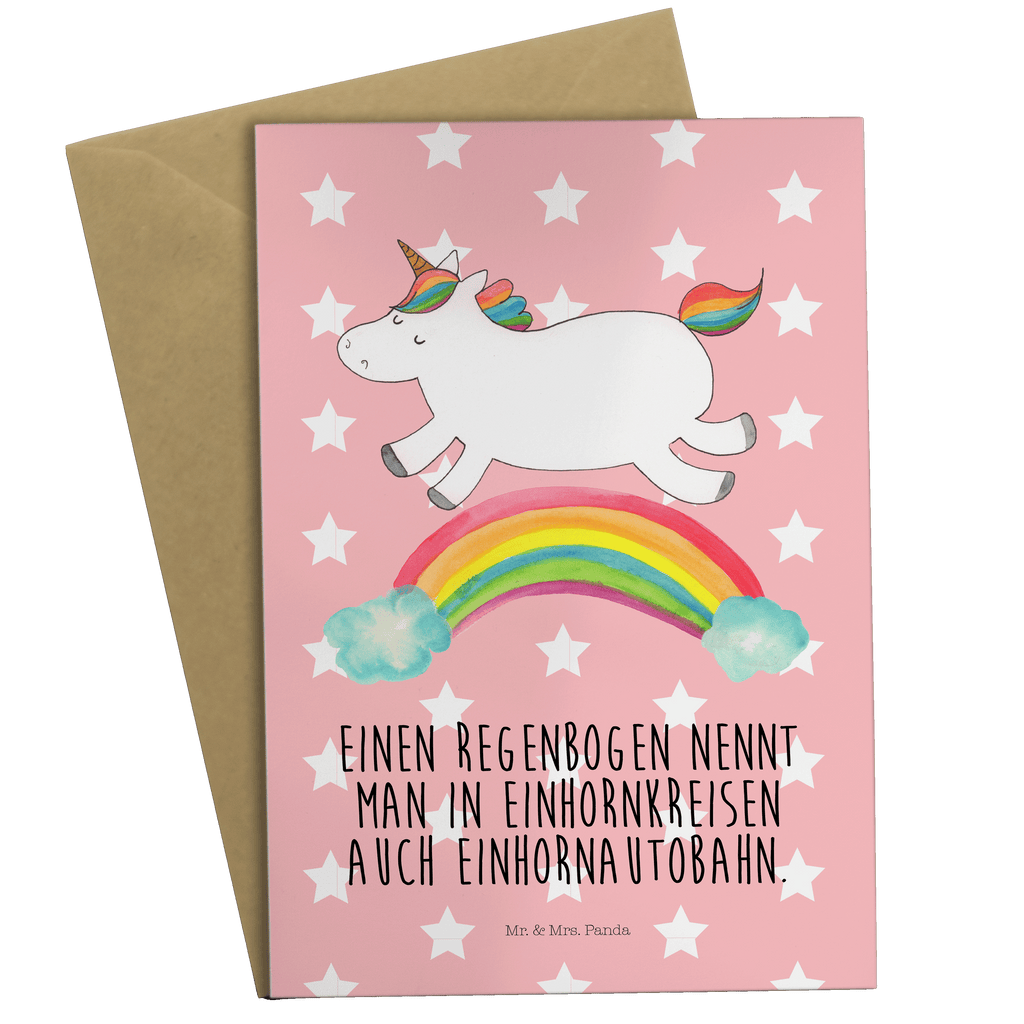 Grußkarte Einhorn Regenbogen Klappkarte, Einladungskarte, Glückwunschkarte, Hochzeitskarte, Geburtstagskarte, Karte, Einhorn, Einhörner, Einhorn Deko, Pegasus, Unicorn, Regenbogen, Glitzer, Einhornpower, Erwachsenwerden, Einhornautobahn