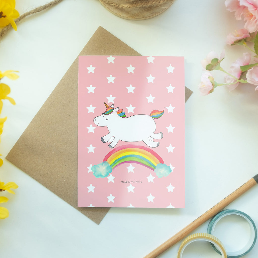 Grußkarte Einhorn Regenbogen Klappkarte, Einladungskarte, Glückwunschkarte, Hochzeitskarte, Geburtstagskarte, Karte, Einhorn, Einhörner, Einhorn Deko, Pegasus, Unicorn, Regenbogen, Glitzer, Einhornpower, Erwachsenwerden, Einhornautobahn