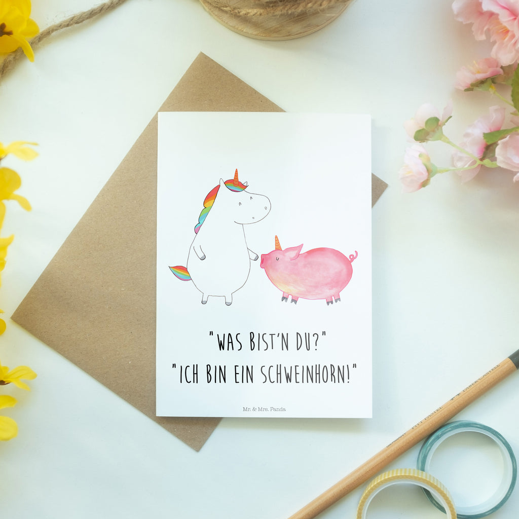 Grußkarte Einhorn + Schweinhorn Klappkarte, Einladungskarte, Glückwunschkarte, Hochzeitskarte, Geburtstagskarte, Karte, Einhorn, Einhörner, Einhorn Deko, Pegasus, Unicorn, Freundschaft, Schweinhorn, Schwein, Freundin, Schweinchen