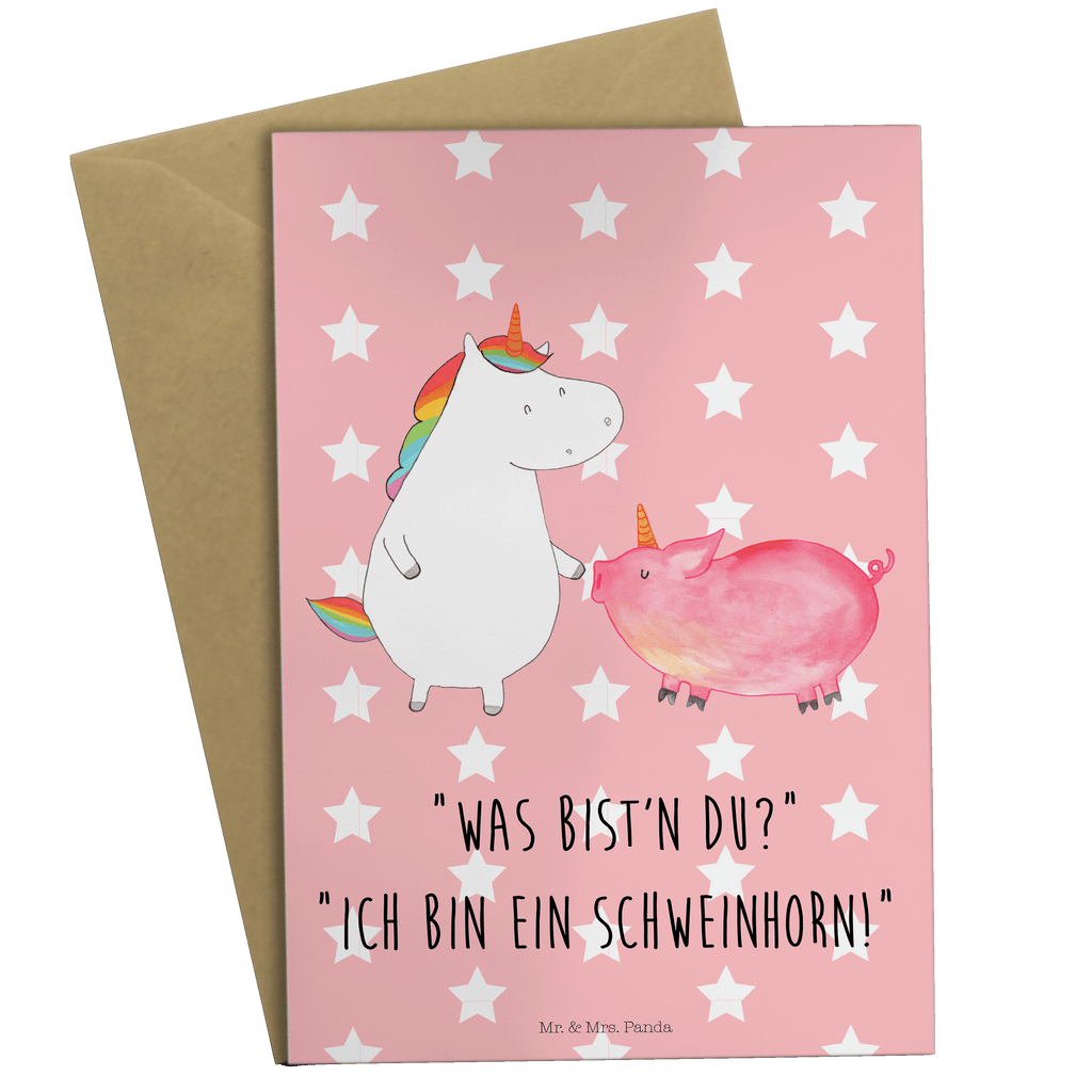 Grußkarte Einhorn + Schweinhorn Klappkarte, Einladungskarte, Glückwunschkarte, Hochzeitskarte, Geburtstagskarte, Karte, Einhorn, Einhörner, Einhorn Deko, Pegasus, Unicorn, Freundschaft, Schweinhorn, Schwein, Freundin, Schweinchen