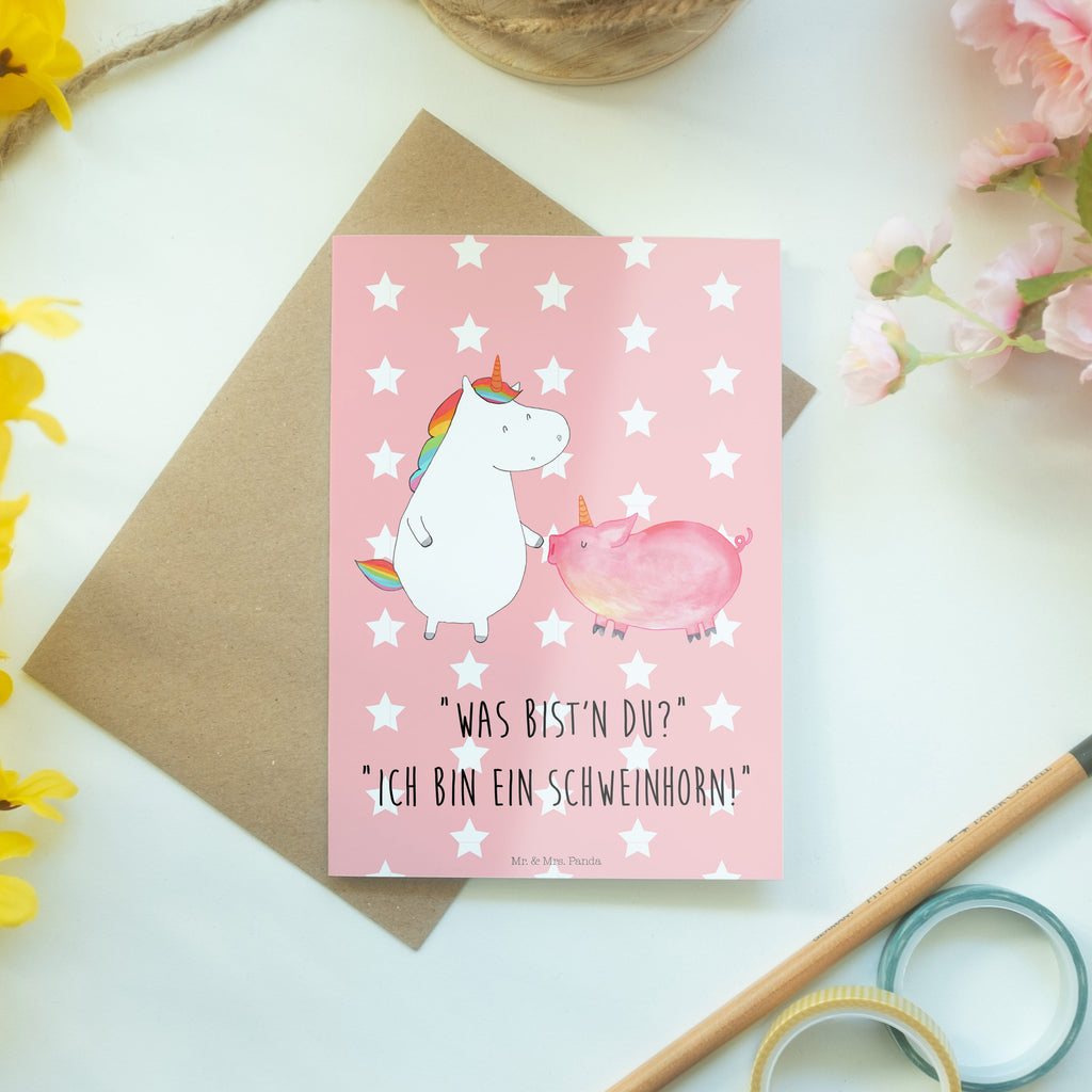 Grußkarte Einhorn + Schweinhorn Klappkarte, Einladungskarte, Glückwunschkarte, Hochzeitskarte, Geburtstagskarte, Karte, Einhorn, Einhörner, Einhorn Deko, Pegasus, Unicorn, Freundschaft, Schweinhorn, Schwein, Freundin, Schweinchen