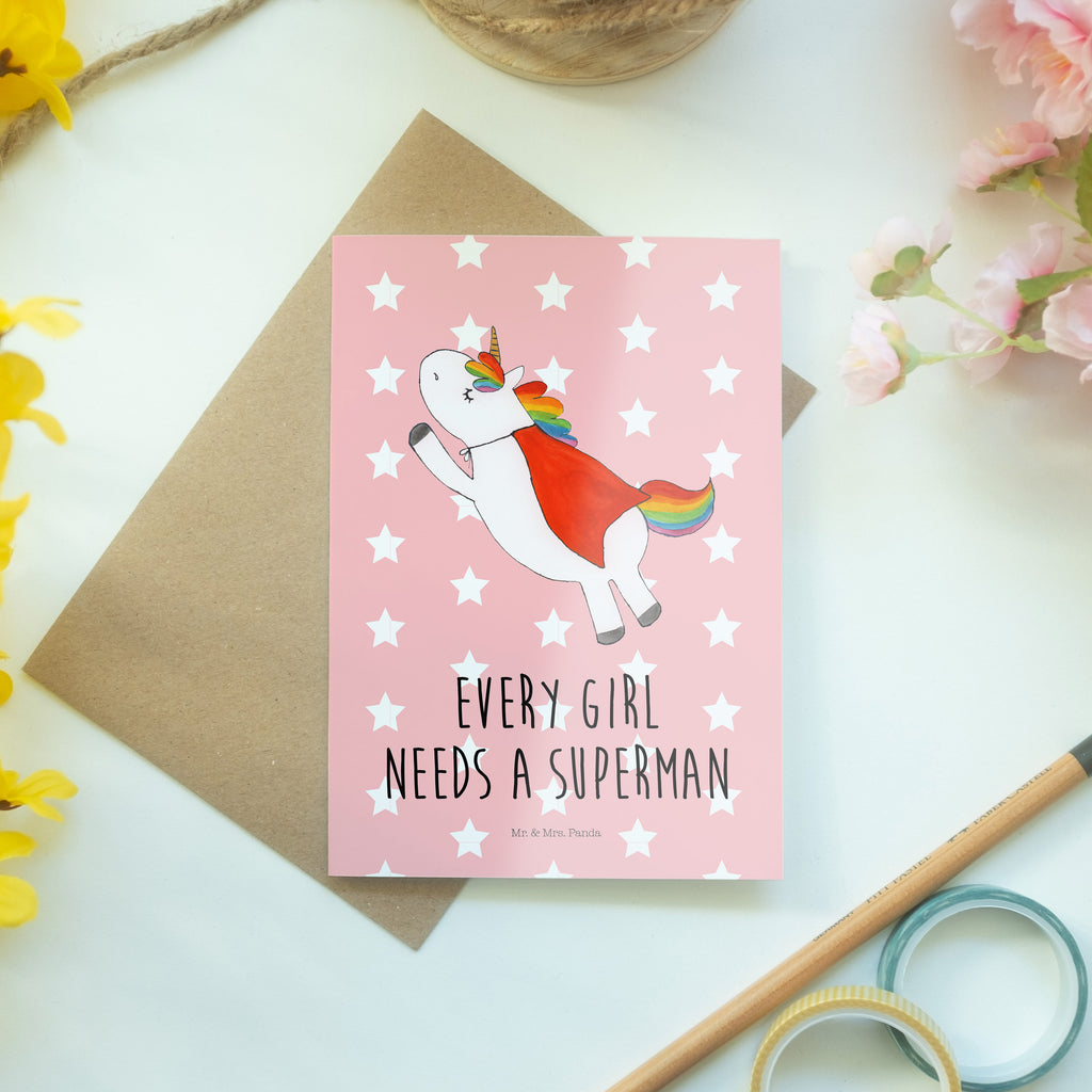Grußkarte Einhorn Super Klappkarte, Einladungskarte, Glückwunschkarte, Hochzeitskarte, Geburtstagskarte, Karte, Einhorn, Einhörner, Einhorn Deko, Pegasus, Unicorn, Traummann, Superheld, Held, Freundin, Geschenk, Girl, Mädchen