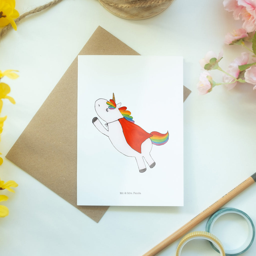 Grußkarte Einhorn Super Klappkarte, Einladungskarte, Glückwunschkarte, Hochzeitskarte, Geburtstagskarte, Karte, Einhorn, Einhörner, Einhorn Deko, Pegasus, Unicorn, Traummann, Superheld, Held, Freundin, Geschenk, Girl, Mädchen