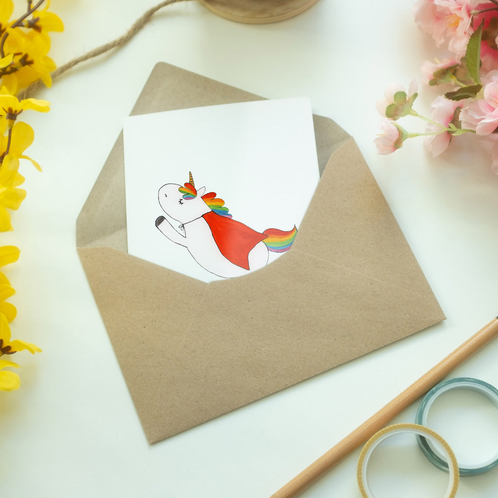 Grußkarte Einhorn Super Klappkarte, Einladungskarte, Glückwunschkarte, Hochzeitskarte, Geburtstagskarte, Karte, Einhorn, Einhörner, Einhorn Deko, Pegasus, Unicorn, Traummann, Superheld, Held, Freundin, Geschenk, Girl, Mädchen