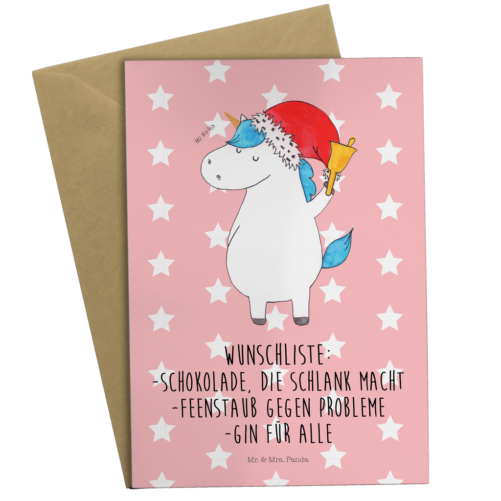 Grußkarte Einhorn Weihnachtsmann Klappkarte, Einladungskarte, Glückwunschkarte, Hochzeitskarte, Geburtstagskarte, Karte, Einhorn, Einhörner, Einhorn Deko, Pegasus, Unicorn, Gin, Schokolade, Schoki, Weihnachten, Weihnachtsmann, Nikolaus, Wunschzettel, Wunschliste, Feenstaub