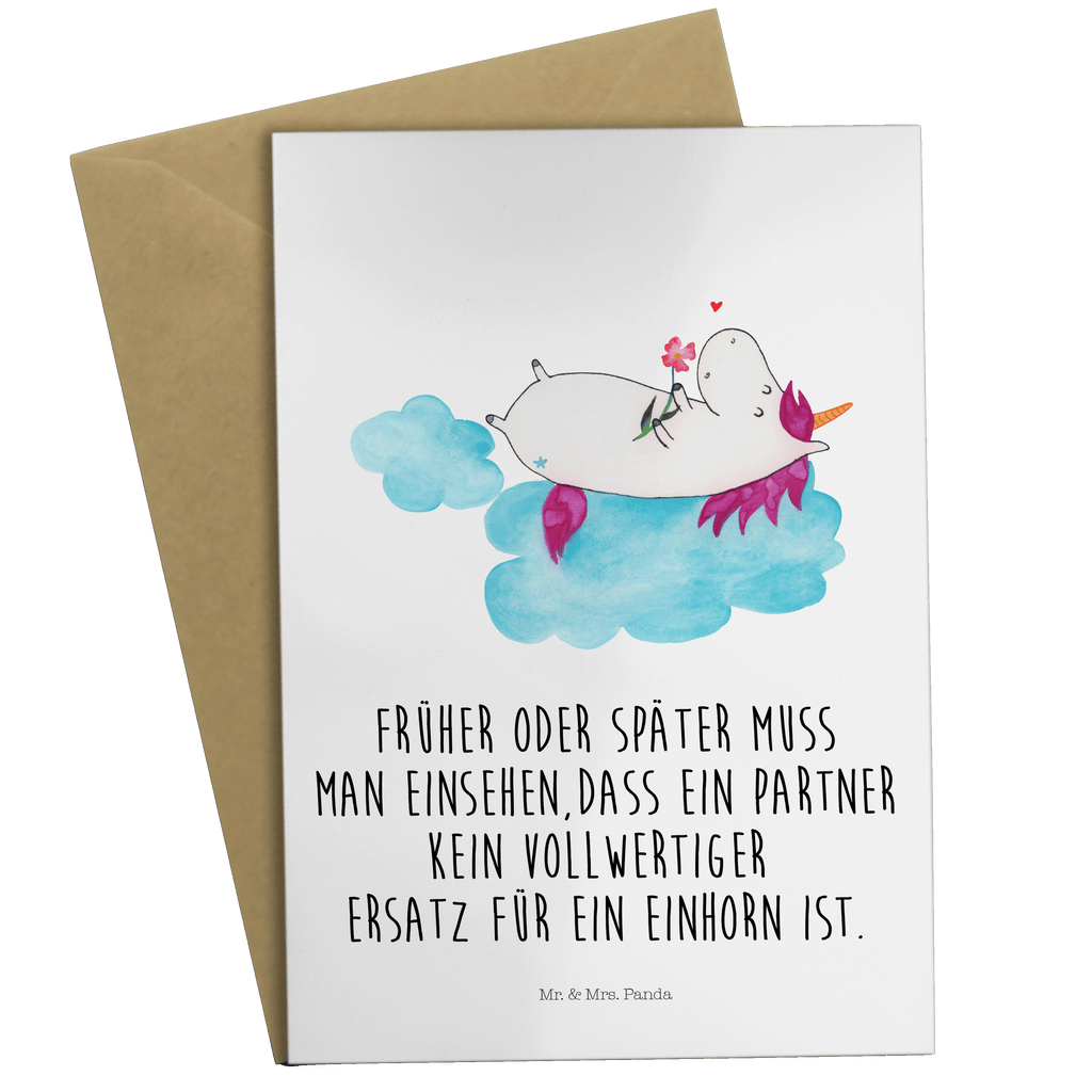 Grußkarte Einhorn verliebt auf Wolke Klappkarte, Einladungskarte, Glückwunschkarte, Hochzeitskarte, Geburtstagskarte, Karte, Einhorn, Einhörner, Einhorn Deko, Pegasus, Unicorn, verliebt, Liebe, Liebesbeweis, Freundin, Wolke