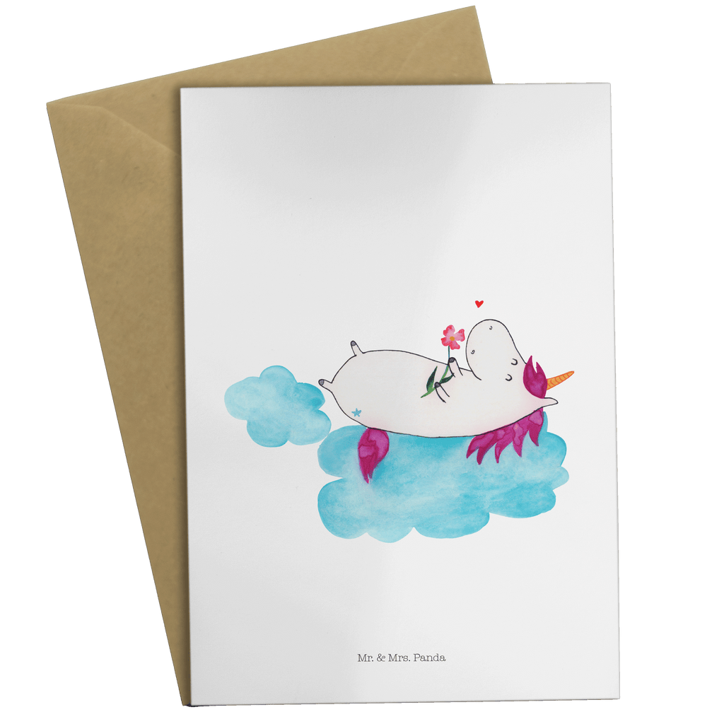 Grußkarte Einhorn verliebt auf Wolke Klappkarte, Einladungskarte, Glückwunschkarte, Hochzeitskarte, Geburtstagskarte, Karte, Einhorn, Einhörner, Einhorn Deko, Pegasus, Unicorn, verliebt, Liebe, Liebesbeweis, Freundin, Wolke