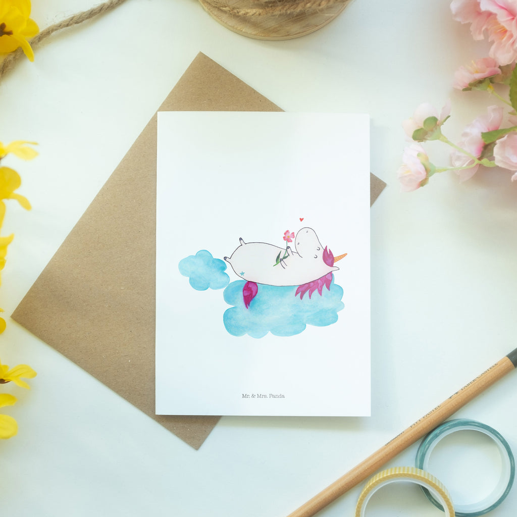 Grußkarte Einhorn verliebt auf Wolke Klappkarte, Einladungskarte, Glückwunschkarte, Hochzeitskarte, Geburtstagskarte, Karte, Einhorn, Einhörner, Einhorn Deko, Pegasus, Unicorn, verliebt, Liebe, Liebesbeweis, Freundin, Wolke