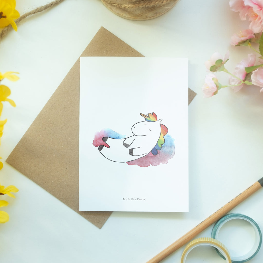 Grußkarte Einhorn Wolke 7 Klappkarte, Einladungskarte, Glückwunschkarte, Hochzeitskarte, Geburtstagskarte, Karte, Einhorn, Einhörner, Einhorn Deko, Pegasus, Unicorn, verliebt, Menschen, witzig, lustig, Geschenk, Glaube, Realität, Lächeln