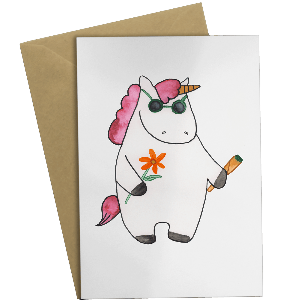 Grußkarte Einhorn Woodstock Klappkarte, Einladungskarte, Glückwunschkarte, Hochzeitskarte, Geburtstagskarte, Karte, Einhorn, Einhörner, Einhorn Deko, Pegasus, Unicorn, Kiffen, Joint, Zigarette, Alkohol, Party, Spaß. lustig, witzig, Woodstock