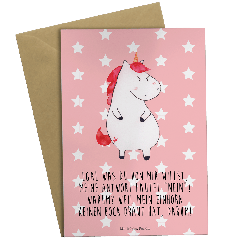 Grußkarte Einhorn wütend Klappkarte, Einladungskarte, Glückwunschkarte, Hochzeitskarte, Geburtstagskarte, Karte, Einhorn, Einhörner, Einhorn Deko, Pegasus, Unicorn, Realität, Ansage, lustlos, nein, Büro, Arbeit, wütend, dumme Fragen, lustig, Spaß, Geschenk