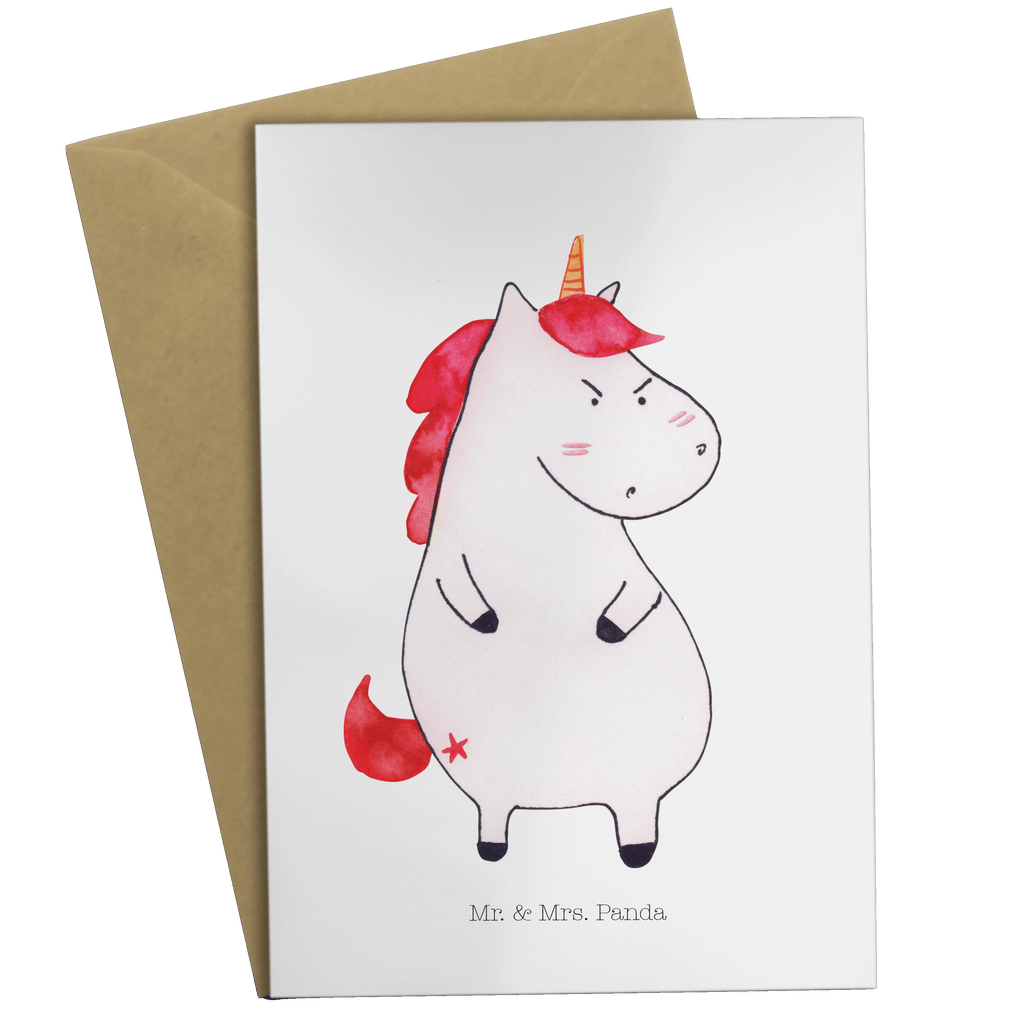Grußkarte Einhorn wütend Klappkarte, Einladungskarte, Glückwunschkarte, Hochzeitskarte, Geburtstagskarte, Karte, Einhorn, Einhörner, Einhorn Deko, Pegasus, Unicorn, Realität, Ansage, lustlos, nein, Büro, Arbeit, wütend, dumme Fragen, lustig, Spaß, Geschenk