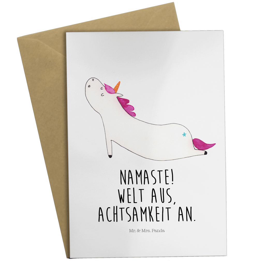 Grußkarte Einhorn Yoga Klappkarte, Einladungskarte, Glückwunschkarte, Hochzeitskarte, Geburtstagskarte, Karte, Einhorn, Einhörner, Einhorn Deko, Pegasus, Unicorn, Yoga, Namaste, Achtsamkeit, Entspannung, Joga, Yogamatte, Sport, lustig, witzig, süß