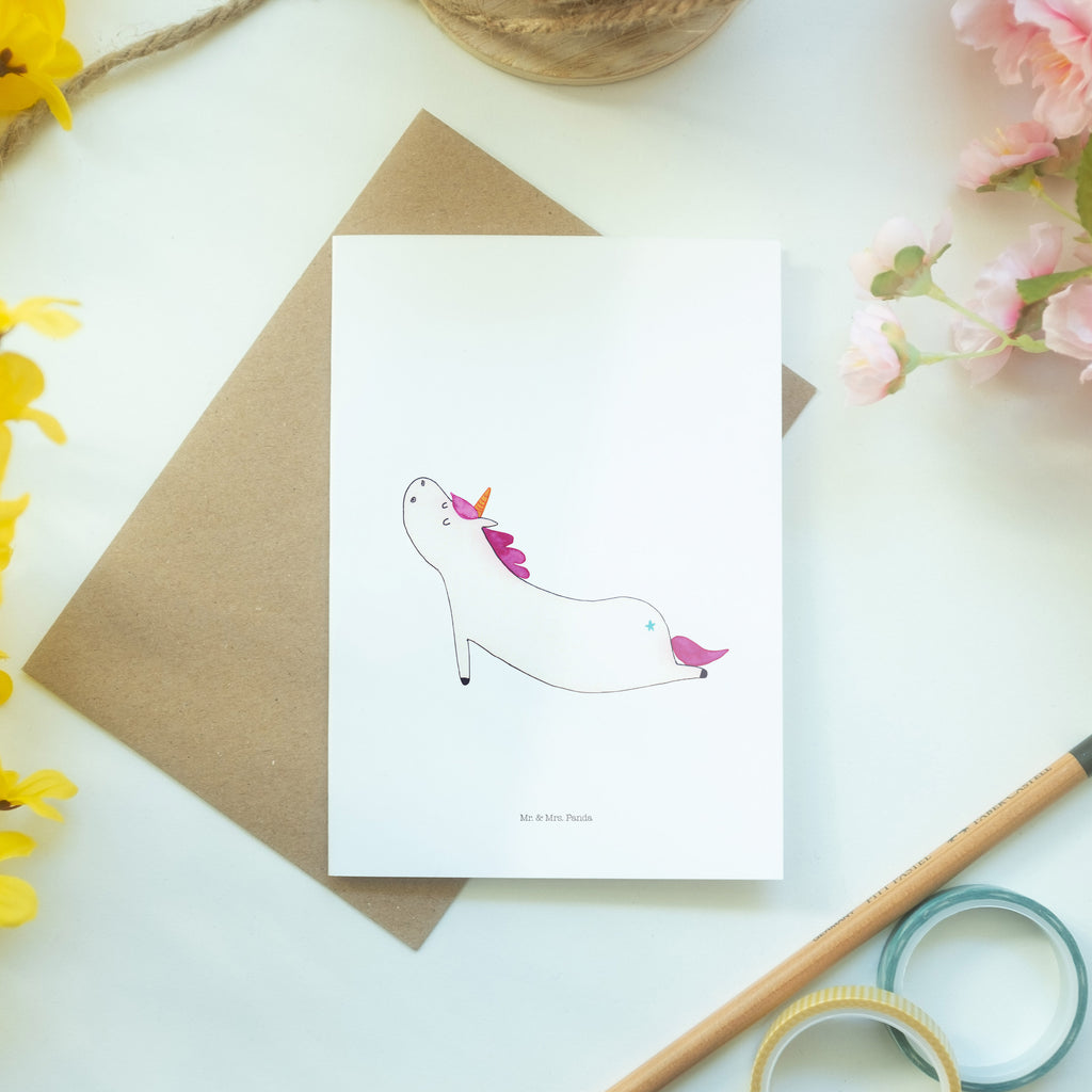 Grußkarte Einhorn Yoga Klappkarte, Einladungskarte, Glückwunschkarte, Hochzeitskarte, Geburtstagskarte, Karte, Einhorn, Einhörner, Einhorn Deko, Pegasus, Unicorn, Yoga, Namaste, Achtsamkeit, Entspannung, Joga, Yogamatte, Sport, lustig, witzig, süß