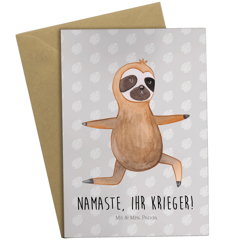 Grußkarte Faultier  Yoga Klappkarte, Einladungskarte, Glückwunschkarte, Hochzeitskarte, Geburtstagskarte, Karte, Faultier, Faultier Geschenk, Faultier Deko, Faultiere, faul, Lieblingstier, Yoga, Namaste, Krieger, Yogaübungen, Meditation, Atmung, Gelassenheit, Entspannung