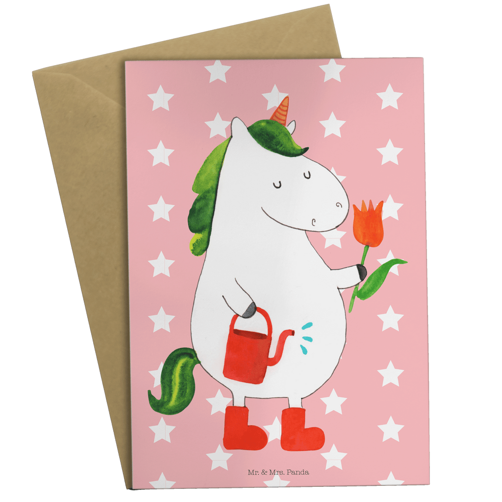 Grußkarte Einhorn Gärtner Klappkarte, Einladungskarte, Glückwunschkarte, Hochzeitskarte, Geburtstagskarte, Karte, Einhorn, Einhörner, Einhorn Deko, Pegasus, Unicorn, Luftballon, Gießkanne, Giesskanne, Lebenslust, Freude, Blume, Freundin, Garten, Stiefel