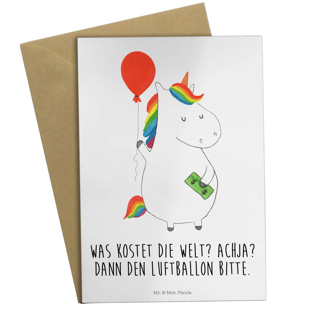 Grußkarte Einhorn Luftballon Klappkarte, Einladungskarte, Glückwunschkarte, Hochzeitskarte, Geburtstagskarte, Karte, Einhorn, Einhörner, Einhorn Deko, Pegasus, Unicorn, Luftballon, Geld, Lebenslust, Freude, Geschenk, Freundin
