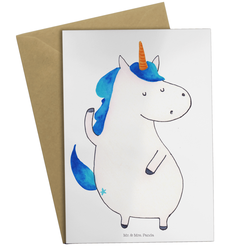 Grußkarte Einhorn Mann Klappkarte, Einladungskarte, Glückwunschkarte, Hochzeitskarte, Geburtstagskarte, Karte, Einhorn, Einhörner, Einhorn Deko, Pegasus, Unicorn, cool, Mann, Freundin, Familie, bester Freund, BFF, Party, hübsch, beste
