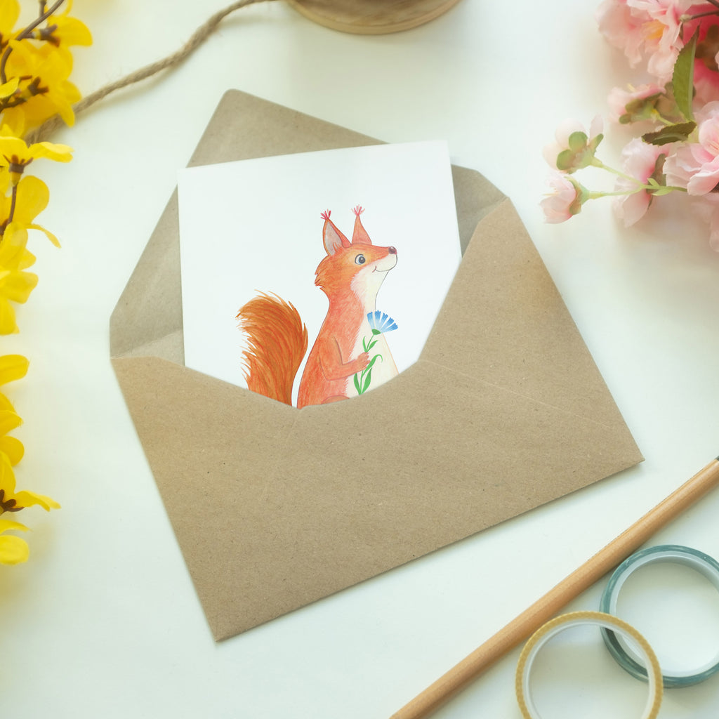 Grußkarte Eichhörnchen Blume Klappkarte, Einladungskarte, Glückwunschkarte, Hochzeitskarte, Geburtstagskarte, Karte, Tiermotive, Gute Laune, lustige Sprüche, Tiere, Eichhörnchen, Eichhorn, Spruch positiv, Lachen, Spaß, Motivation Sprüche, Motivation Bilder, glücklich Spruch, Spruch Deko