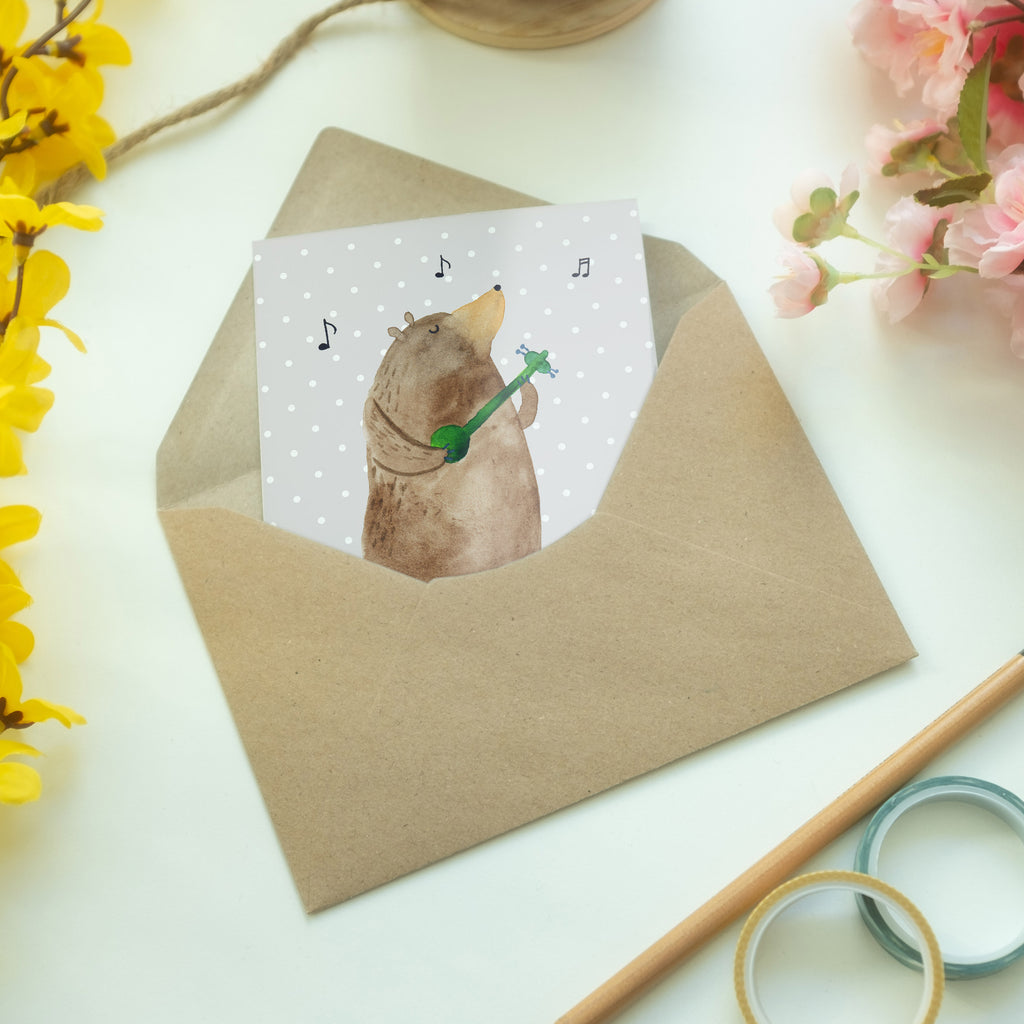 Grußkarte Bär Lied Klappkarte, Einladungskarte, Glückwunschkarte, Hochzeitskarte, Geburtstagskarte, Karte, Bär, Teddy, Teddybär, Bärchen, Bear, Liebeslied, Lied, Song, Valentinstag, Valentine, Geschenk, Partner, Liebe, Freundin, Frau, Herz, Spruch