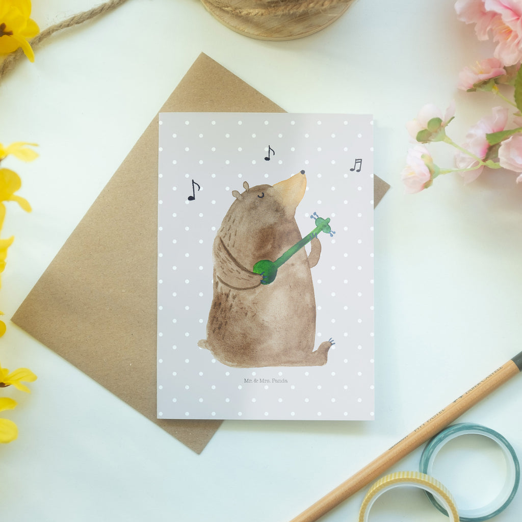 Grußkarte Bär Lied Klappkarte, Einladungskarte, Glückwunschkarte, Hochzeitskarte, Geburtstagskarte, Karte, Bär, Teddy, Teddybär, Bärchen, Bear, Liebeslied, Lied, Song, Valentinstag, Valentine, Geschenk, Partner, Liebe, Freundin, Frau, Herz, Spruch