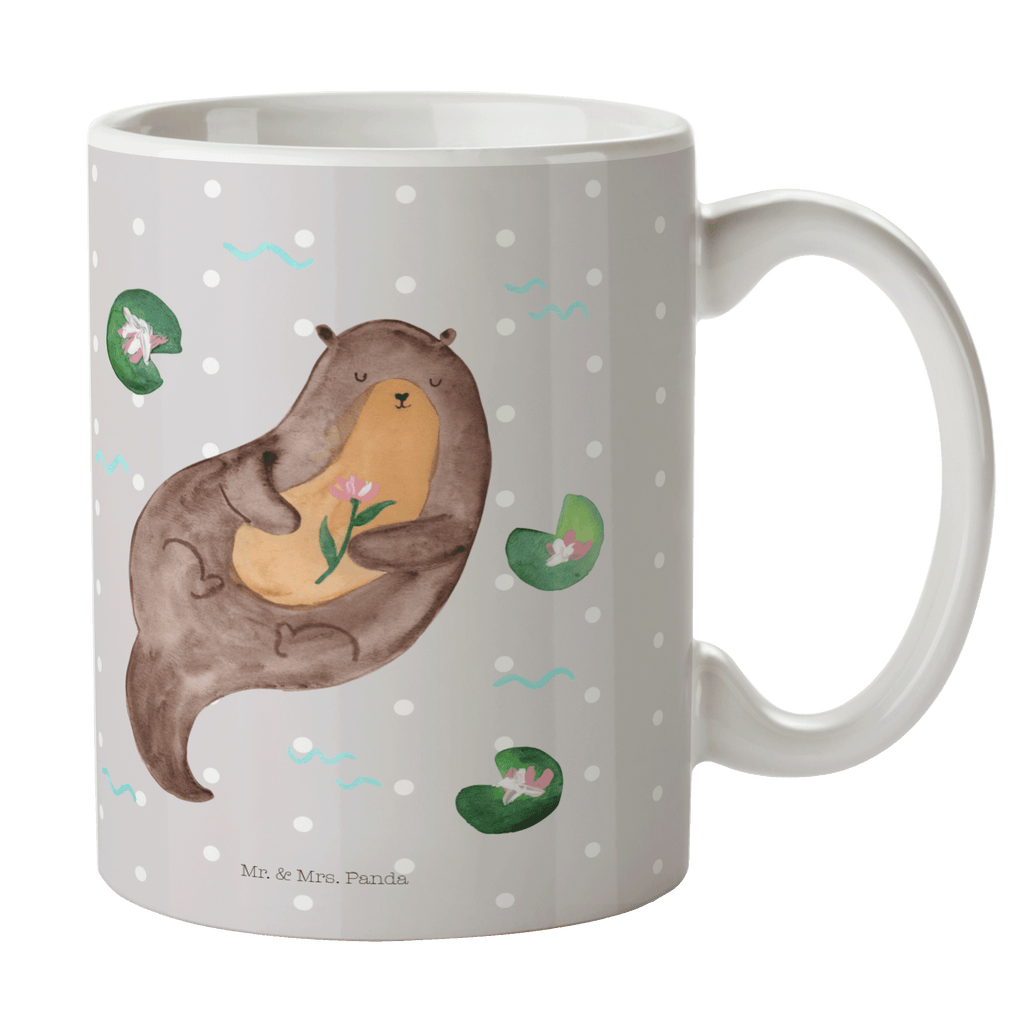 Tasse Otter mit Seerose Otter Seeotter See Otter Becher, Kaffeetasse, Kaffeebecher, Tee, Frühstück, Büro  Otter,  Fischotter,  Seeotter