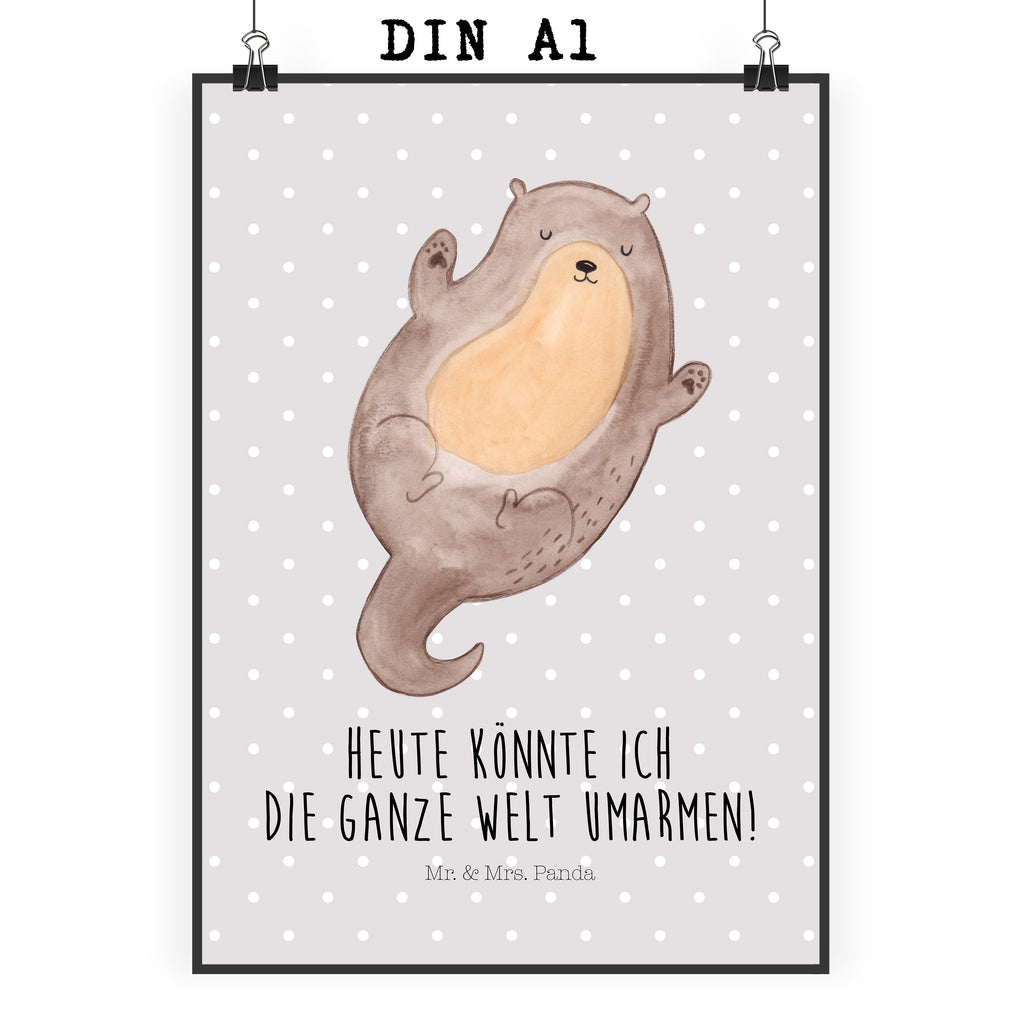 Poster Otter Umarmen Poster, Wandposter, Bild, Wanddeko, Küchenposter, Kinderposter, Wanddeko Bild, Raumdekoration, Wanddekoration, Handgemaltes Poster, Mr. & Mrs. Panda Poster, Designposter, Kunstdruck, Posterdruck, Otter, Fischotter, Seeotter, Otter Seeotter See Otter