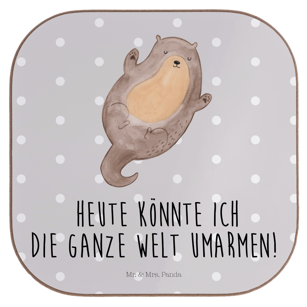 Quadratische Untersetzer Otter Umarmen Bierdeckel, Glasuntersetzer, Untersetzer Gläser, Getränkeuntersetzer, Otter, Fischotter, Seeotter, Otter Seeotter See Otter