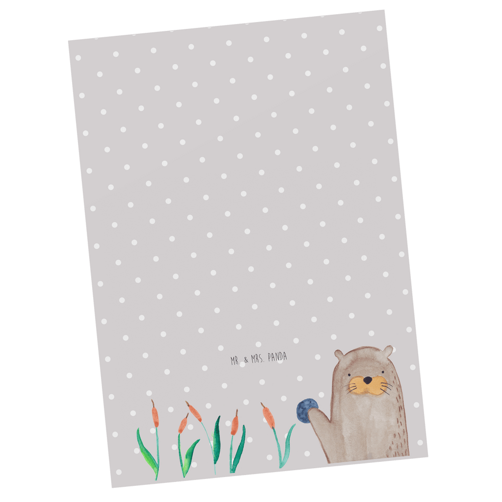 Postkarte Otter mit Stein Geschenkkarte, Grußkarte, Karte, Einladung, Ansichtskarte, Geburtstagskarte, Einladungskarte, Dankeskarte, Otter, Fischotter, Seeotter, Otter Seeotter See Otter