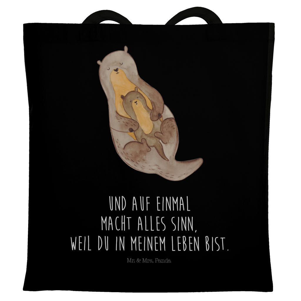 Tragetasche Otter mit Kind Beuteltasche, Beutel, Einkaufstasche, Jutebeutel, Stoffbeutel, Otter, Fischotter, Seeotter, Otter Seeotter See Otter